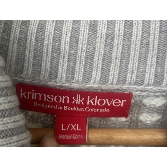 Krimson Klover Merino Wool Silk Blend Gray Stripe Turtleneck Sweater L/XL Thick - Picture 5 of 6